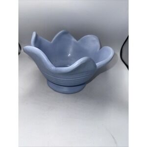 Early Haeger Pottery Flower Bowl Matte Blue Teal Glaze